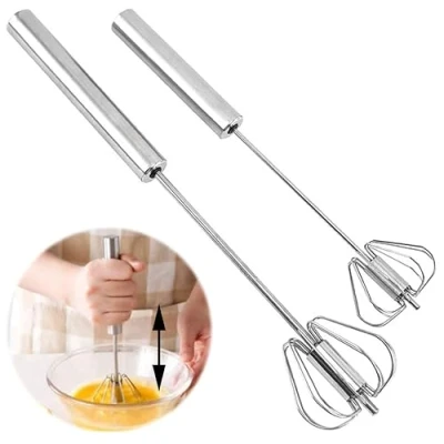 Afbeelding van 2 stuks garde, multifunctionele handheld halfautomatische ballongarde, roestvrij staal, melkopschuimer handmatig, voor mengen, kloppen, opschuimen