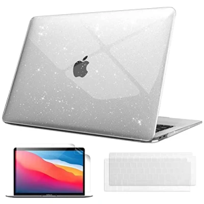 Afbeelding van Fintie Hoes compatibel met MacBook Air 13 (2018 2020) A2337 M1 A2179 A1932, Ultradunne Gladde Harde Schaal Beschermende Klikhoes + 2 Toetsenbordhoezen 1 Schermbeschermer, (Glitter Doorzichtig)