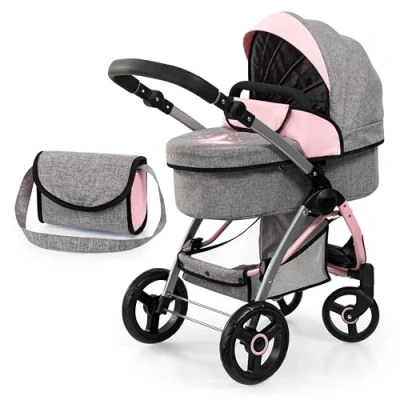 Afbeelding van Bayer Design 17533AA Poppenwagen City Max met tas, in hoogte verstelbaar, zwenkwielen voor, omvormbaar tot buggy, geïntegreerde mand