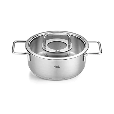 Afbeelding van Fissler Pure Collection/RVS braadpan (Ø 20 cm, 2,4 l) potten incl. glazen deksel, binnenschaalverdeling inductie