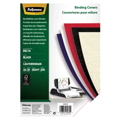 Afbeelding van Voorblad Fellowes A4 lederlook zwart 25stuks