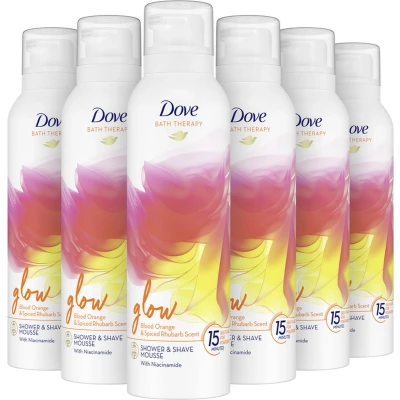Afbeelding van Dove Bath Therapy Glow douche &amp; scheerschuim 6 x 200 ml voordeelverpakking