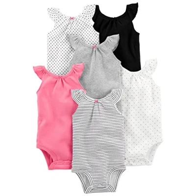 Afbeelding van Simple Joys by Carter&#039;s baby meisjes 6 pack BodysuitBodysuit met korte mouwen, Veelkleurig/Stippen/Harten, 0 3 Maanden