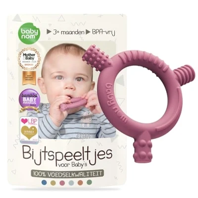 Afbeelding van Baby Nom® Bijtspeeltjes voor Baby&#039;s Vanaf 3 Maanden 100% BPA Vrij Voedselveilig Siliconen Bijtspeeltje, Bijtring de Ontwikkeling van Zintuigen, Diepvriesvriendelijk, Bessen