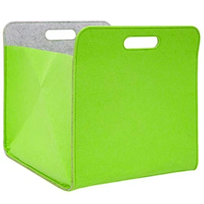 Afbeelding van Vilten Opbergmand 33x33x38 cm Kallax Bak Box Doos opvouwbaar Groen
