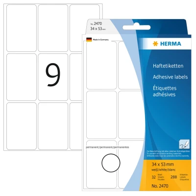 Afbeelding van Etiket HERMA 2470 34x53mm wit 288stuks
