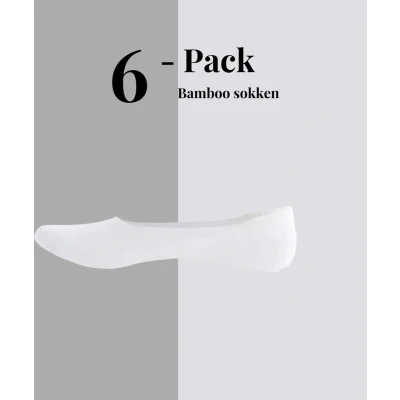 Afbeelding van Footies Onzichtbare sneakersokken Bamboo 6 paar Naadloos anti slip hak Wit Maat 39 45