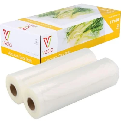 Afbeelding van Vacuümafdichtingsrollen van Vesta Precision verlengt de versheid invriezen, koelkast, magnetron BPA , lood en ftalaatvrij reliëf transparant 2 rollen per doos (28 x 600 cm)