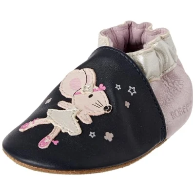 Afbeelding van Robeez Dancing Mouse pantoffels voor meisjes, marineblauw/roze., 28/29 EU