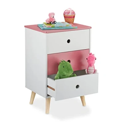 Afbeelding van Relaxdays ladekast kinderkamer commode 3 lades kinderkast op pootjes speelgoedkast