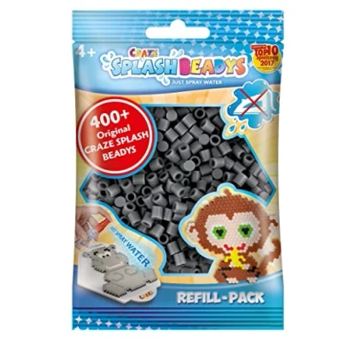 Afbeelding van CRAZE Splash Beads 11904 Refill pack, vervangende kralen, grijsgrijs, waterparels, navulverpakking, strijkkralen zonder strijken