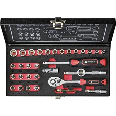 Afbeelding van TOOLCRAFT 826363 Dopsleutelset Metrisch 1/4 (6.3 mm) 36 delig