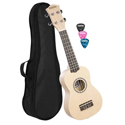 Afbeelding van Cascha HH 3967 sopraan ukelele roomwit met tas en plectra