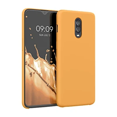 Afbeelding van kwmobile telefoonhoesje compatibel met OnePlus 6T hoesje Zachte case voor smartphone Back cover in goud oranje