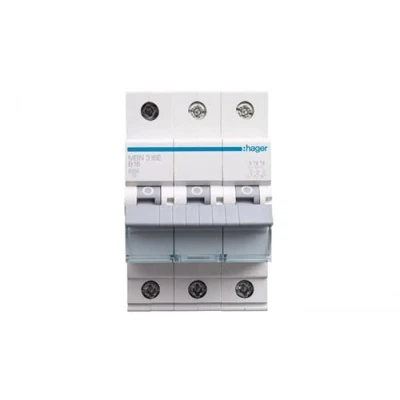 Afbeelding van Hager installatieautomaat 3p 6ka b karakteristiek 16a 3 modulen mbn316e