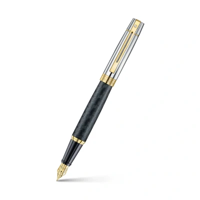 Afbeelding van Vulpen Sheaffer 300 E9347 M Engraved matt black shiny chrome cap