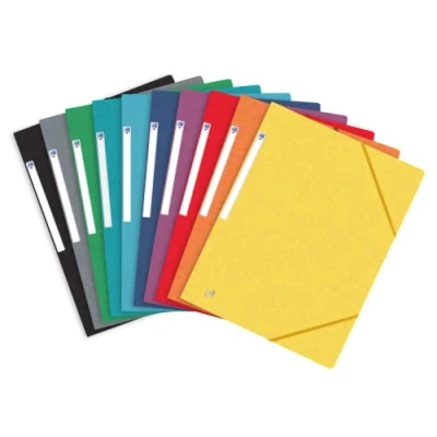 Afbeelding van OXFORD 50 mappen, 3 kleppen, top bestand + A4, met elastiek, envelop voor kaarten, verschillende kleuren