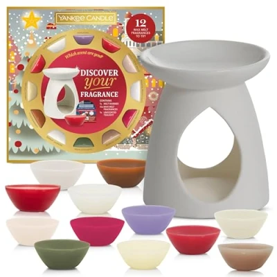 Afbeelding van Yankee Candle Geschenkset 12 geurende wassmelten, 1 wax smeltbrander &amp; ongeparfumeerde theelicht Perfecte kerstcadeaus voor vrouwen