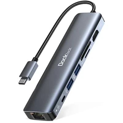 Afbeelding van Dockteck USB C Hub met 4K@60Hz HDMI, Ethernet, PD100W, SD/MicroSD, 2 3.0, Docking Station Compatibel Steam Deck, MacBook Air/Pro, Surface Pro 9/8/7, Galaxy S23/ S22, enz