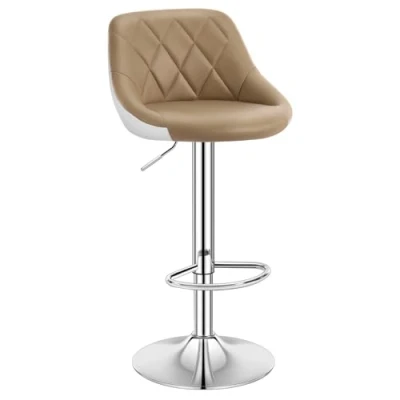 Afbeelding van WOLTU 1 Khaki+Wit Barkruk in Kunstleer,Barstoelen verstelbare en draaibare BH30kk
