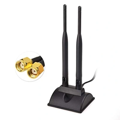 Afbeelding van Eightwood Externe Wifi Antenne 2.4G / 5.8G Magnetische basis met dubbele frequentie 6dBi RP SMA Adapter 2m 6.5ft Kabel Compatibel voor WLAN PCI Draadloze router Bluetooth TP Link Dlink