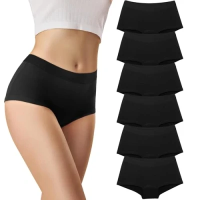 Afbeelding van Libella Dames slips, 6 stuks, hipsters boxershorts, katoen met zachte rekbare tailleband 3429, zwart x 6., S