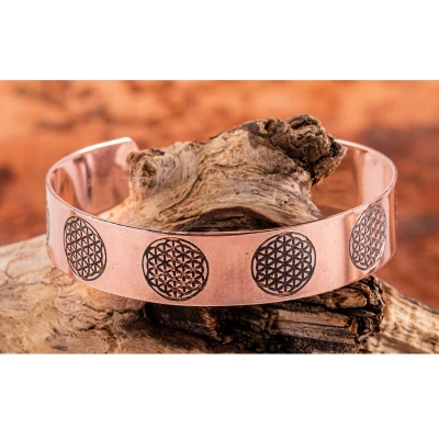 Afbeelding van Koperen armband met levensbloem