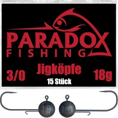 Afbeelding van Paradox Fishing Jigkoppen set 15 x 18 g 3/0 I jig koppen rubberen vis met jighead voor vissen, baars, snoek, snoekbaars, visaccessoires