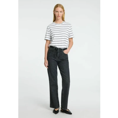 Afbeelding van Selected Femme Slfessential SS Striped BOXY NOOS Tshirt print, Dames, Maat: 38, Bright white