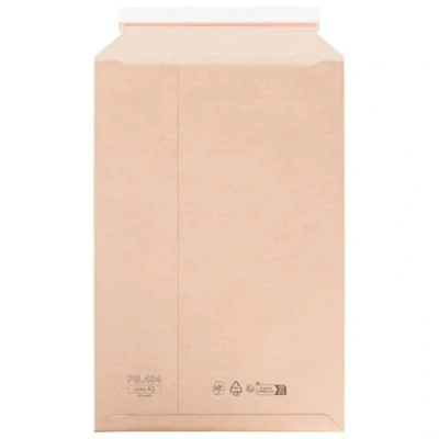 Afbeelding van verpacking 100 golfkartonnen enveloppen 330 x 490 mm voor A3 kartonnen verzendtassen verzendtas karton zelfklevend