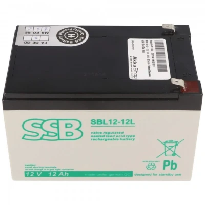 Afbeelding van SSB SB12 12L 12V 12Ah 6.3mm Faston loodaccu AGM loodgelaccu