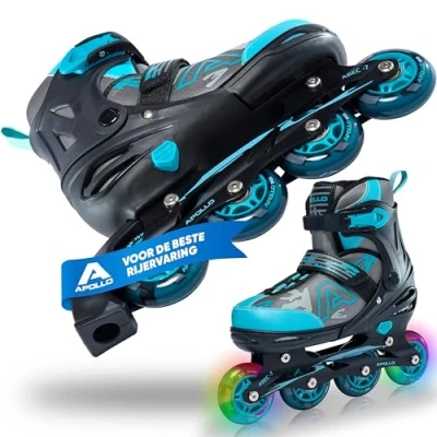 Afbeelding van Apollo Champion, in Maat Verstelbare Inline Skates voor Jongens en Meisjes Vanaf 31, Dames Heren tot 42, Hoge Kwaliteit Rolschaatsen met LED Wielen.