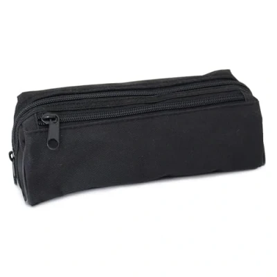 Afbeelding van Trendy zwarte etui voor tieners, middelbare school, jongens, kinderen, studenten en meisjes, groot met 2 vakken, zwart., Schooltas