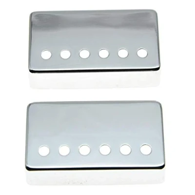 Afbeelding van Dopro Set van 2 Humbucker Gitaar Pickup Cover Messing Covers 50mm/52mm Pole Spacing Past op de meeste Epiphone Les Paul Chrome