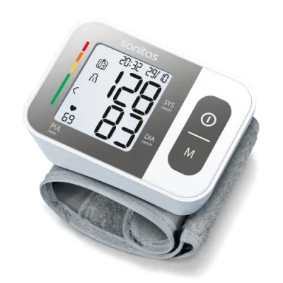 Afbeelding van Sanitas SBC 15 Bloeddrukmeter pols Hartslagmeter Onregelmatige hartslag Risico indicator 2 Gebruikersgeheugen Manchet 14 19,5 cm Incl. batterijen Jaar garantie