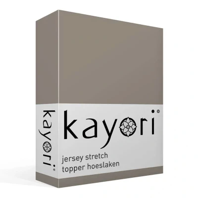 Afbeelding van Topper Hoeslaken Kayori Shizu Taupe (Jersey) 1 persoons (70/80 x 200/210/220 cm)