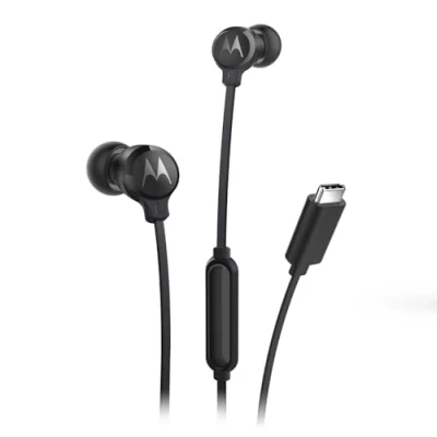 Afbeelding van Motorola Sound hoofdtelefoon met kabel type C, oordopjes 3C S, HD geluid, ingebouwde microfoon, ergonomisch design en wirwar vrije kabel, zwart