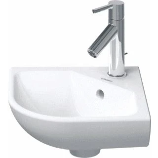 Afbeelding van Duravit ME by Starck hoekfontein 43x38cm met 1 kraangat overloop wondergliss wit