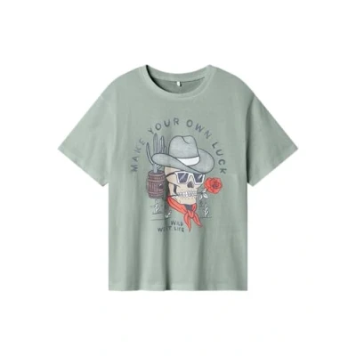 Afbeelding van Name it Tshirt print voor kinderen, Maat: 134/140, Aqua gray