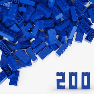 Afbeelding van 2 x 4 klassieke bulk baksteenblok, 200 stuks blauwe bouwstenen, compatibel met LEGO 3001 onderdelen en onderdelen, creatieve set grote merken (kleur: