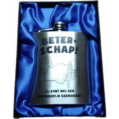 Afbeelding van Zakfles Heupfles met Schroefdop RVS Beterschap (inhoud 210 ml)