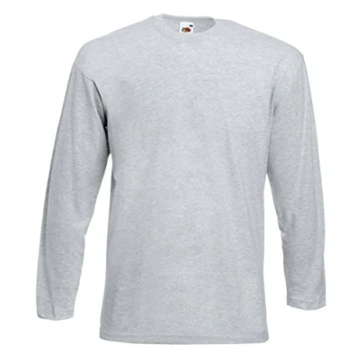 Afbeelding van Fruit of The Loom Valueweight T shirt voor heren met lange mouwen, Grijs, XL