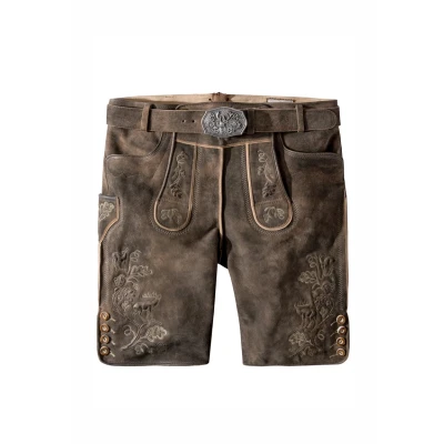 Afbeelding van Stockerpoint Bastian Leren broek, Heren, Maat: 44, Kiesel gespeckt