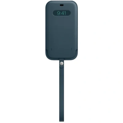 Afbeelding van Origineel Apple iPhone 12 Pro Max MagSafe Hoesje Echt leder Insteekhoesje/KoordMagSafe Blauw Telefoonhoesje