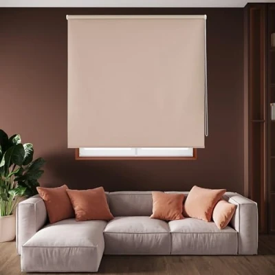 Afbeelding van Blindecor Draco verduisterend rolgordijn, effen kleur, lichtbruin, 100 x 230 cm