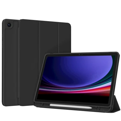 Afbeelding van Samsung Galaxy Tab A9 Plus Hoes: Accezz Smart Silicone Bookcase Zwart Kunstleder Tablet Hoezen