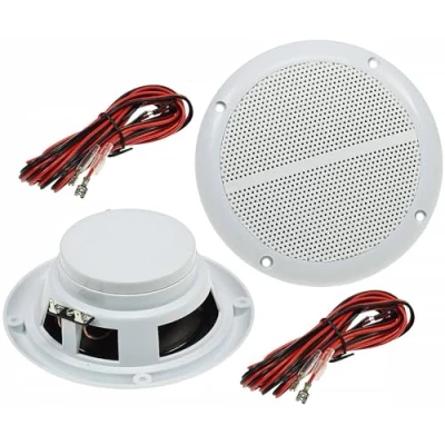 Afbeelding van Paar buitenluidsprekers, kleur wit, 8 ohm, muziekvermogen 80 W