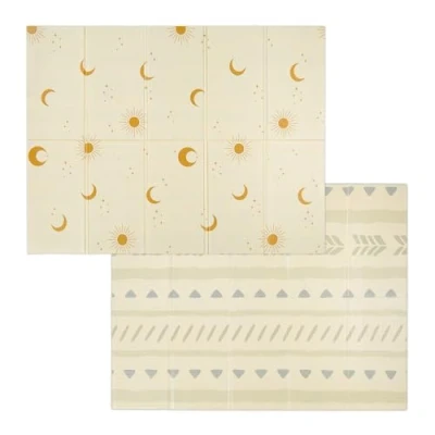 Afbeelding van Relaxdays speelmat opvouwbaar 200 x 150 cm afwasbaar maan zon patroon