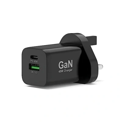 Afbeelding van Port Connect GaN USB C Power Delivery &amp; A Quick Charge 45 W met kabel type 2 m, zwart
