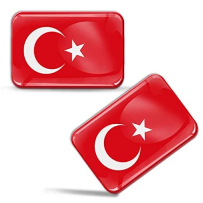 Afbeelding van Biomar Labs® 2 x stickers 3D gel siliconen Turkije Turkse vlag auto motorfiets fiets raam deur PC mobiele telefoon tablet laptop F 71
